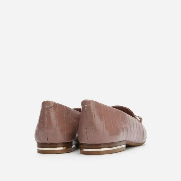 Kenneth Cole Balance Croc Embossed Leather Bar Loafer Dark Mauve Women Flats