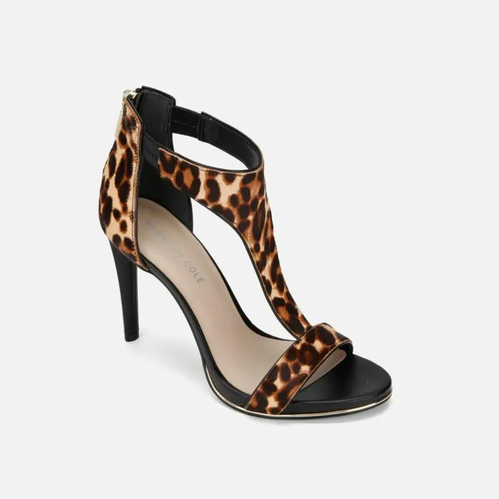 Kenneth Cole Brooke TStrap Hair Calf Heel White Women Heels