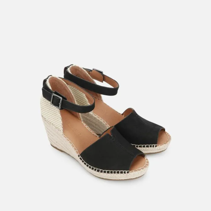 Kenneth Cole Charli Espadrille Wedge Sandal Black Women Gentle Souls