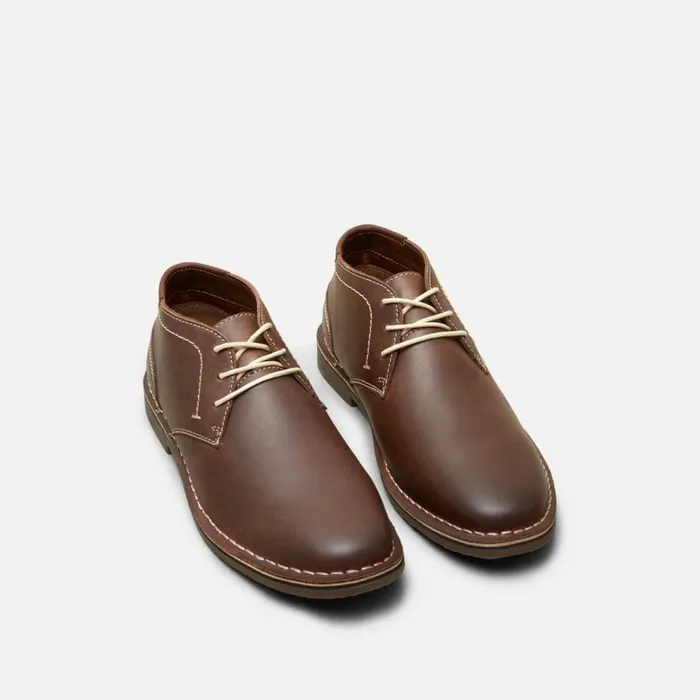 Kenneth Cole Desert Sun Leather Chukka Boot Brown Men Boots