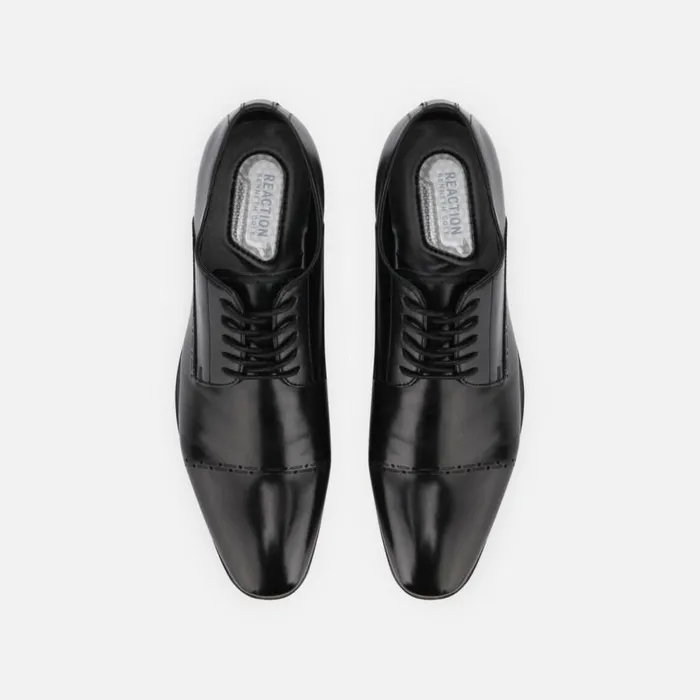 Kenneth Cole Eddy Lace Up Oxford With Brogue Cap Toe Black Men Oxfords