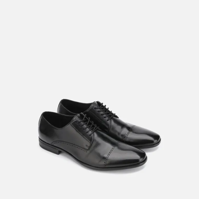 Kenneth Cole Eddy Lace Up Oxford With Brogue Cap Toe Black Men Oxfords