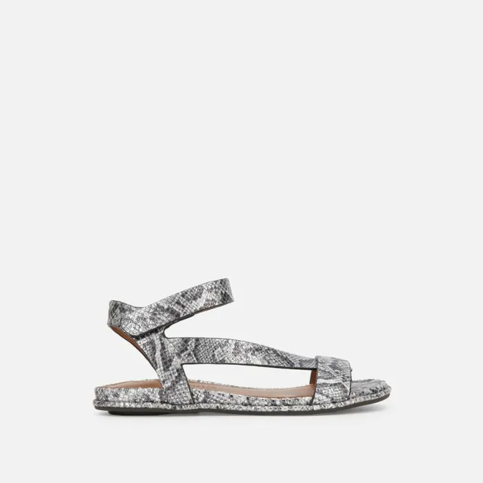 Kenneth Cole Lark Snake Print AnkleStrap Sandal Pewter Snake Women Gentle Souls