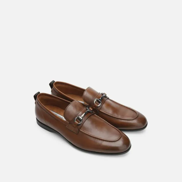 Kenneth Cole Nolan Bit Strap Solid Loafer Cognac Men Loafers