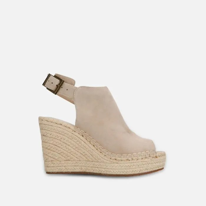 Kenneth Cole Olivia Suede Espadrille Wedge Almond Women Sandals