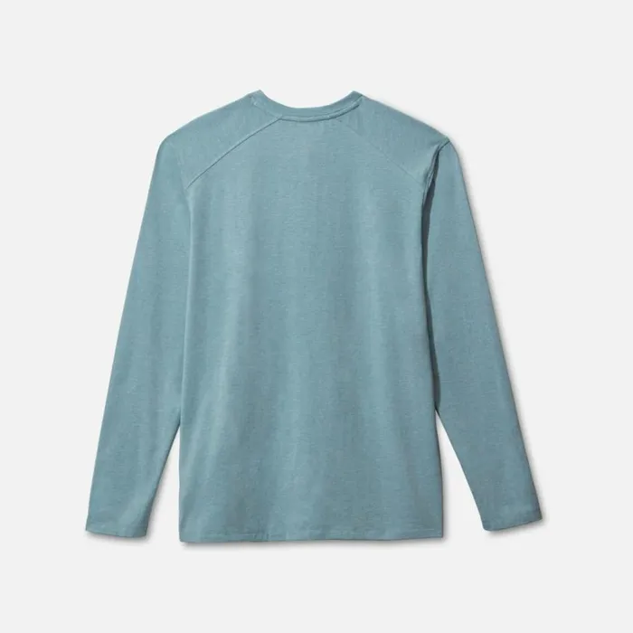 Kenneth Cole Organic Cotton Blend Long Sleeved Henley Tee Aqua Men TShirts Polos