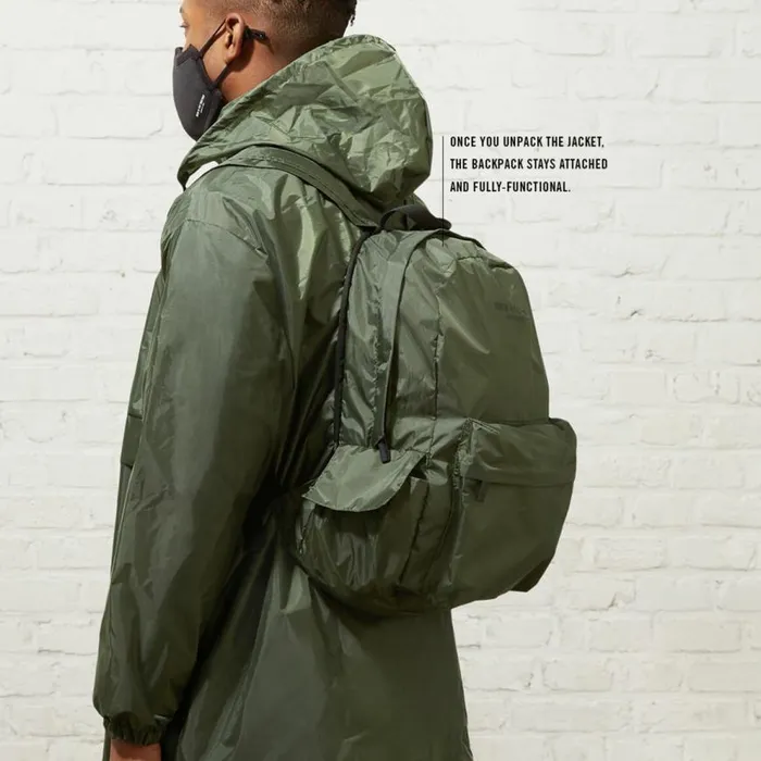 Kenneth Cole Packable Raincoat With Backpack Olive Men Bags