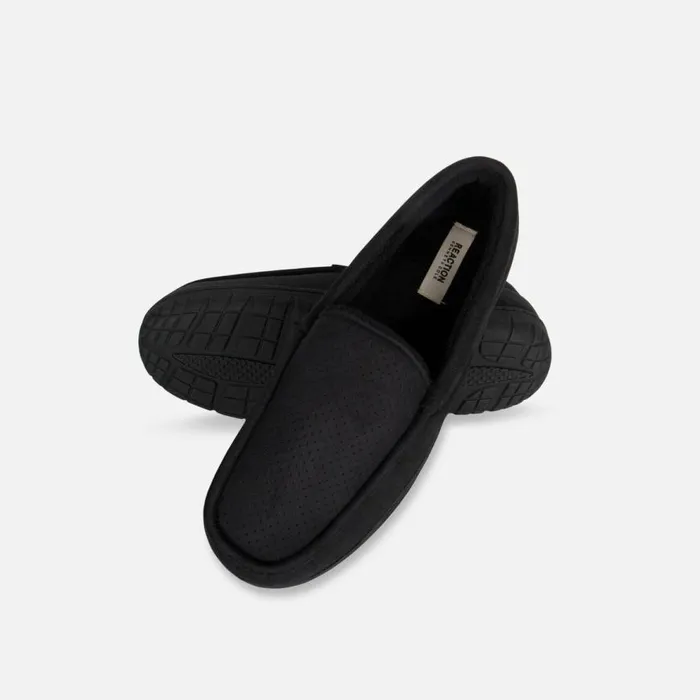 Kenneth Cole Perforated Venetian Moccasin Slipper Black Men Loafers