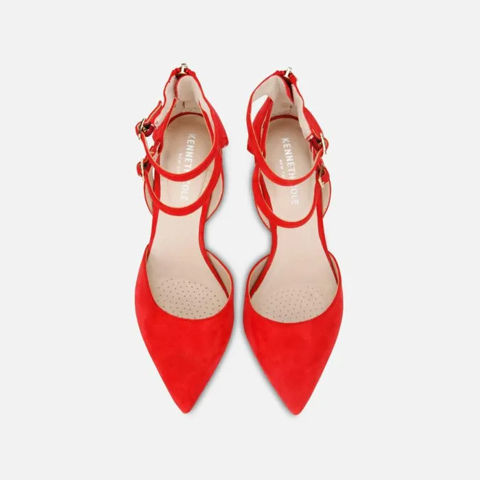 Kenneth Cole Riley 85 Double Strap Pump In Suede Fuego Women Heels