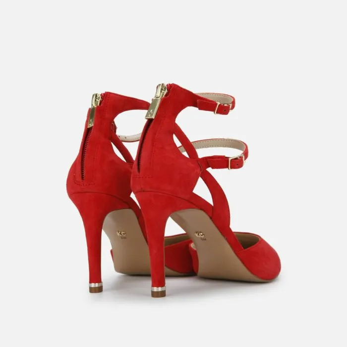 Kenneth Cole Riley 85 Double Strap Pump In Suede Fuego Women Heels