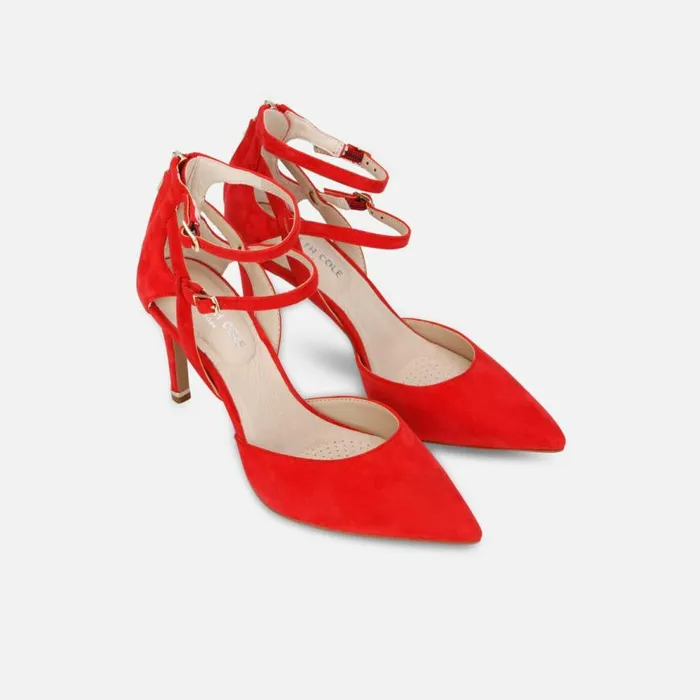 Kenneth Cole Riley 85 Double Strap Pump In Suede Fuego Women Heels
