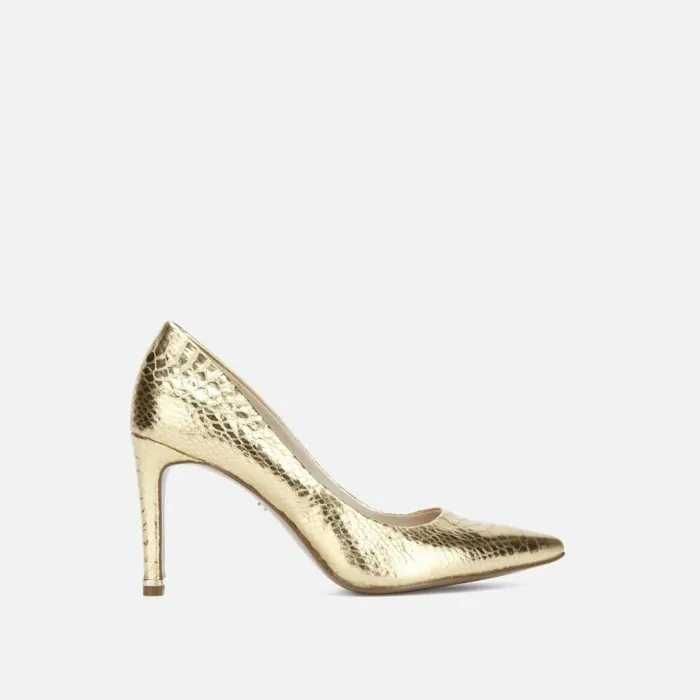 Kenneth Cole Riley 85 Metallic Snake Pump Gold Women Heels