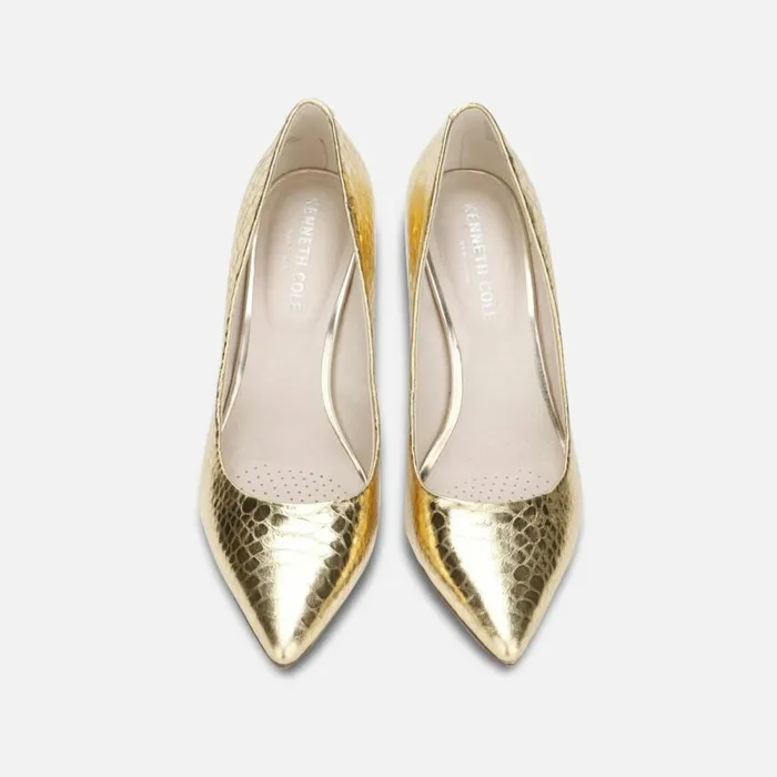 Kenneth Cole Riley 85 Metallic Snake Pump Gold Women Heels