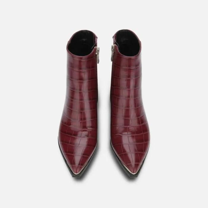 Kenneth Cole Roanne Ankle Bootie With Block Heel Burgundy Women Boots Booties
