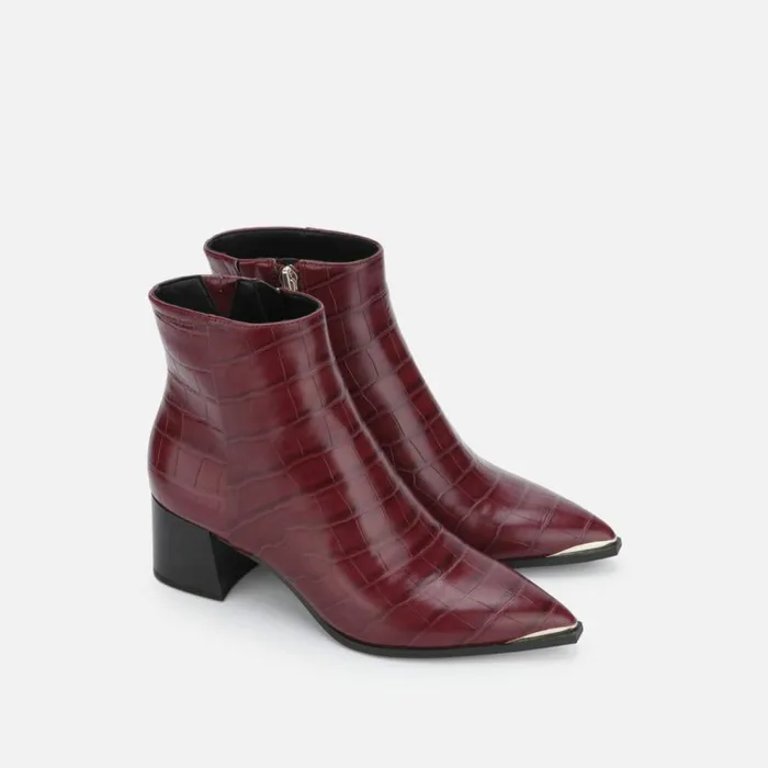 Kenneth Cole Roanne Ankle Bootie With Block Heel Burgundy Women Boots Booties