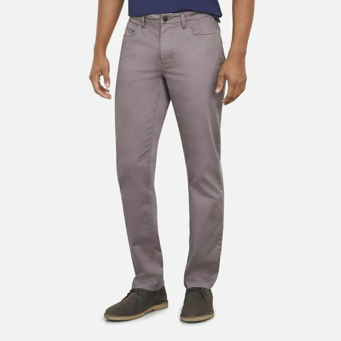 Kenneth Cole Slim Stretch Chinos In Cotton Sateen Grey Men Bottoms