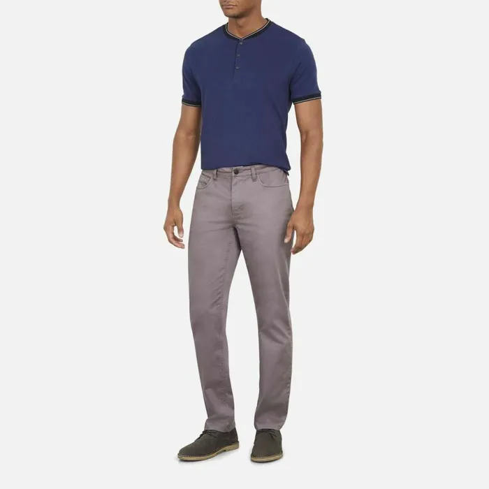 Kenneth Cole Slim Stretch Chinos In Cotton Sateen Grey Men Bottoms