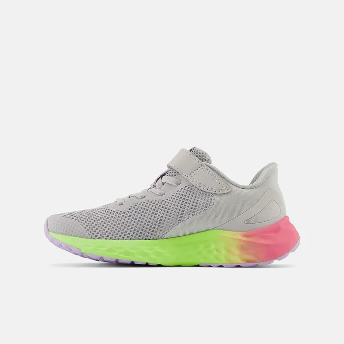 Kids Fresh Foam Arishi v4 Bungee Lace with Top Strap Light Aluminum with Cyber Lilac and Neon Pink Size 105 8211 3 New Balance Kids Fresh Foam Arishi v4 Bungee Lace with Top Strap Light Aluminum with Cyber Lilac and Neon Pink Size 105 8211 3 New Balance