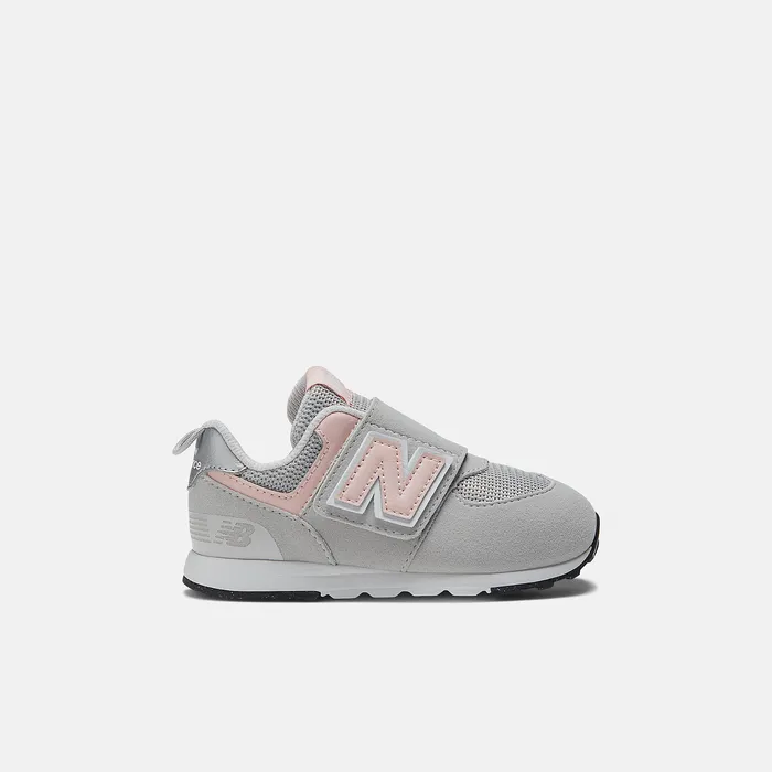 Kids New Balance 574 NEWB Hook and Loop Rain Cloud with Pink Haze Size 0 8211 10
