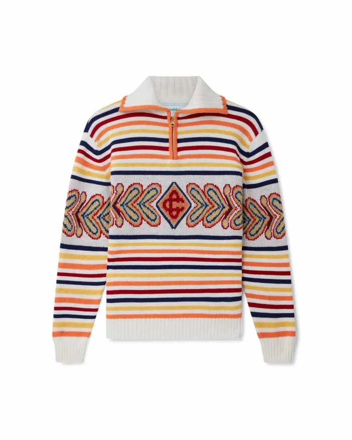 Knitwear Men Casablanca Paris Multicolour Zip Up Diamond Jumper