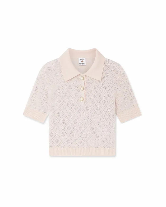 Knitwear Women Casablanca Paris Crystal Monogram Knit Polo Shirt