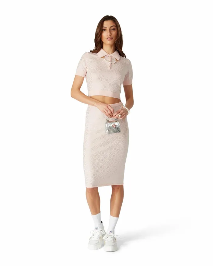 Knitwear Women Casablanca Paris Crystal Monogram Knit Polo Shirt