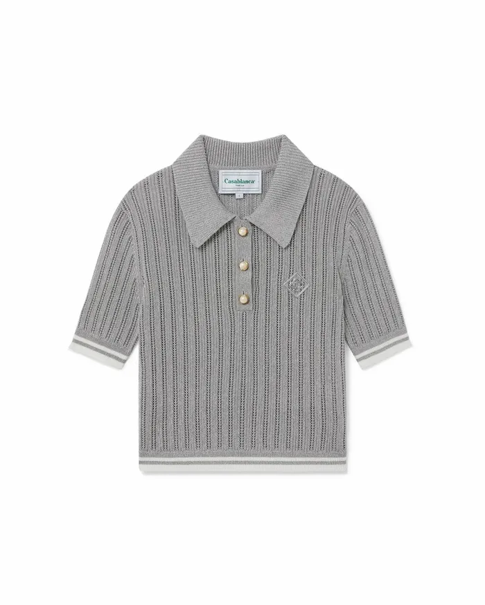 Knitwear Women Casablanca Paris Silver Short Sleeve Polo Shirt