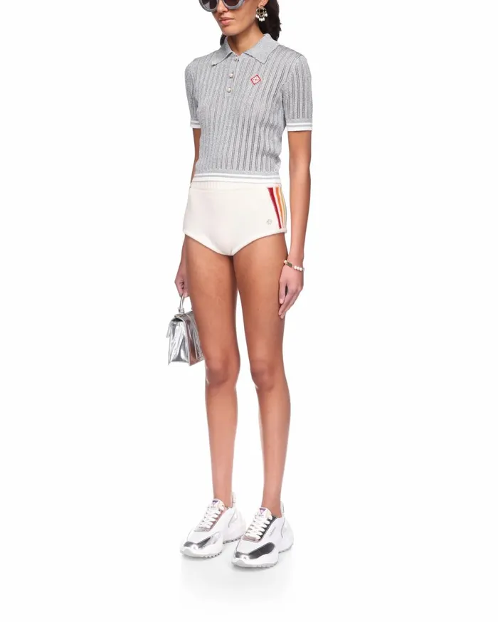 Knitwear Women Casablanca Paris Silver Short Sleeve Polo Shirt