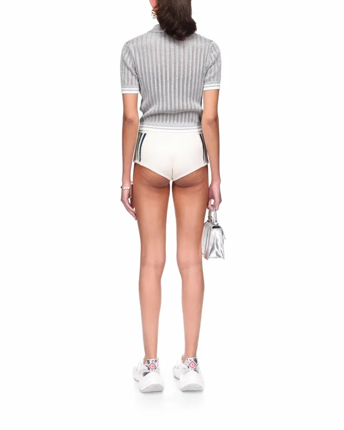 Knitwear Women Casablanca Paris Silver Short Sleeve Polo Shirt