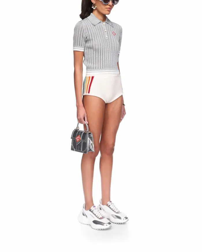 Knitwear Women Casablanca Paris Silver Short Sleeve Polo Shirt