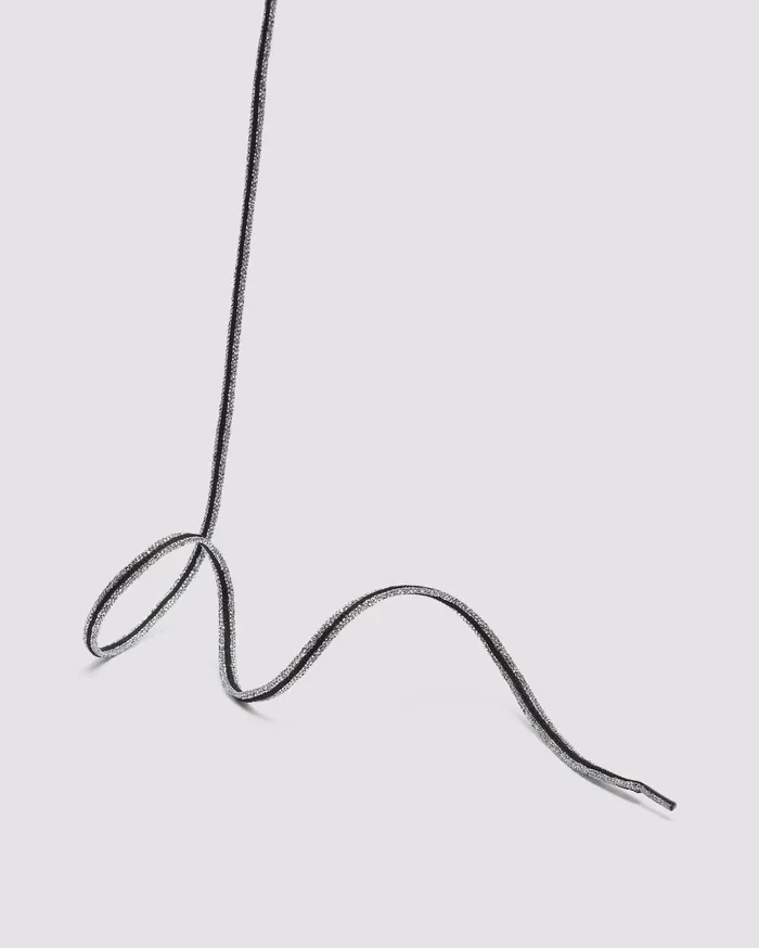 Laces Shoelaces Black GlitterSilver P448 Women