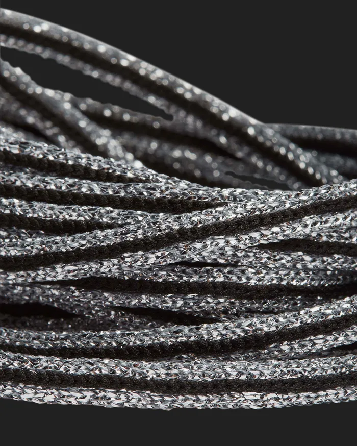 Laces Shoelaces Black GlitterSilver P448 Women Laces Shoelaces Black GlitterSilver P448 Women