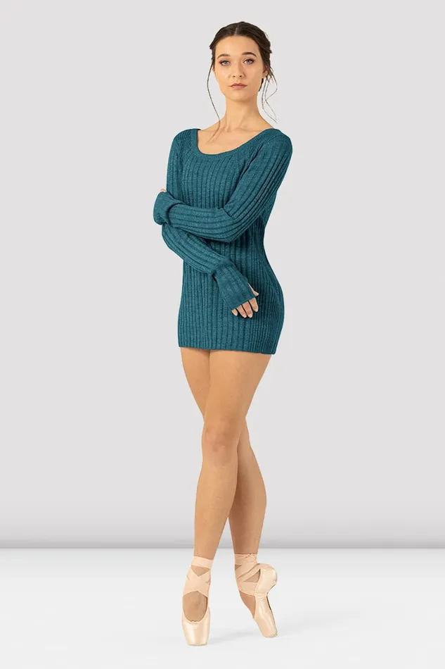 Ladies Amore Twist Back Sweater Deep Teal Adult Tops Bloch