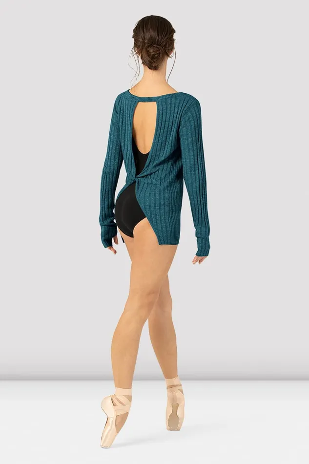 Ladies Amore Twist Back Sweater Deep Teal Adult Tops Bloch