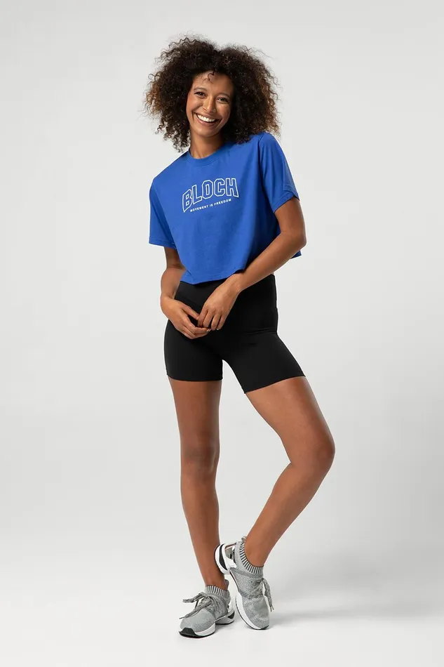Ladies Heritage Bloch Print Crop Tee Cobalt Adult Tops Bloch
