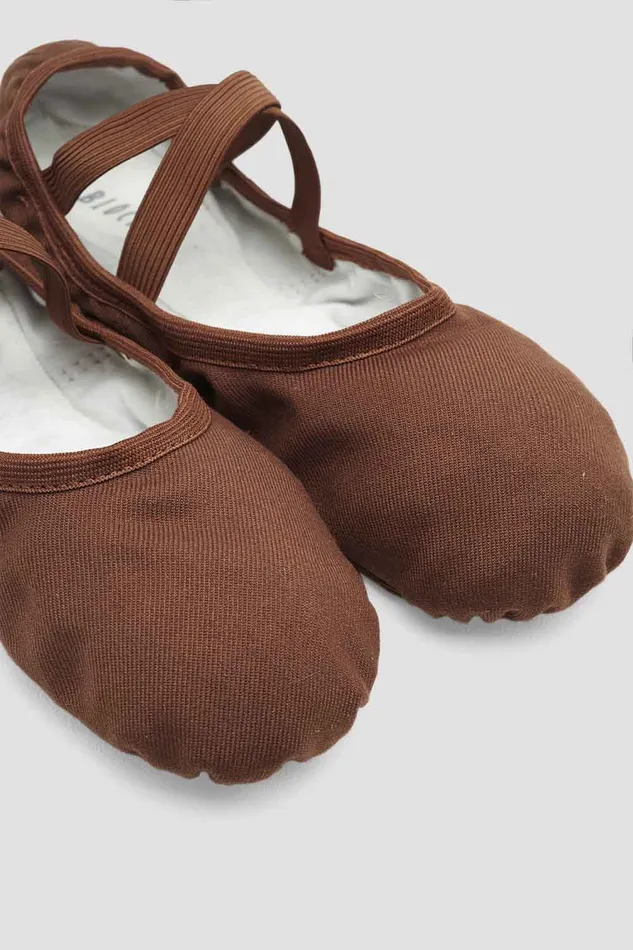 Ladies Performa Stretch Canvas Ballet Shoes Cocoa Canvas Tonal Footwear Bloch Adult