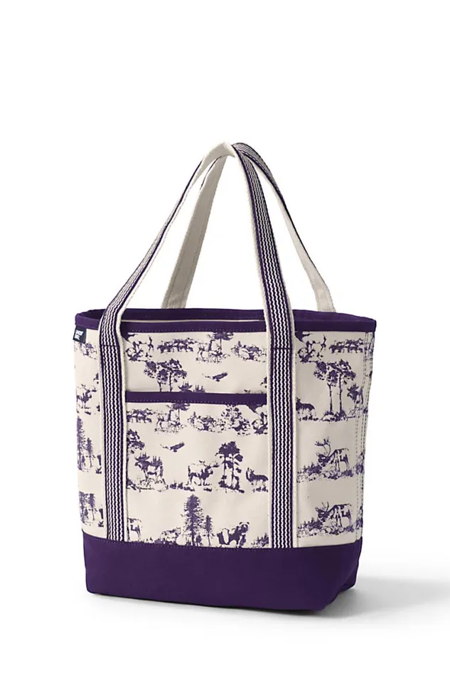 Lands039 End Accessories Men Medium Print Open Top Canvas Tote Bag Blackberry Outdoor Toile Lands039 End Accessories Men Medium Print Open Top Canvas Tote Bag Blackberry Outdoor Toile
