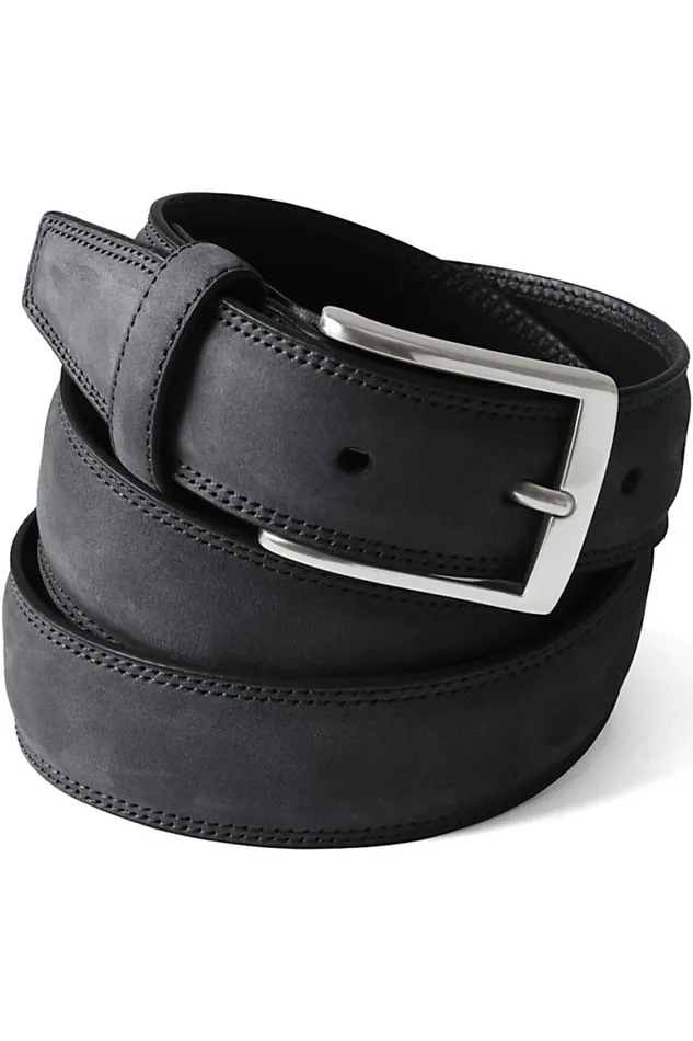 Lands039 End Accessories Men Nubuck Leather Belt Black Nubuck