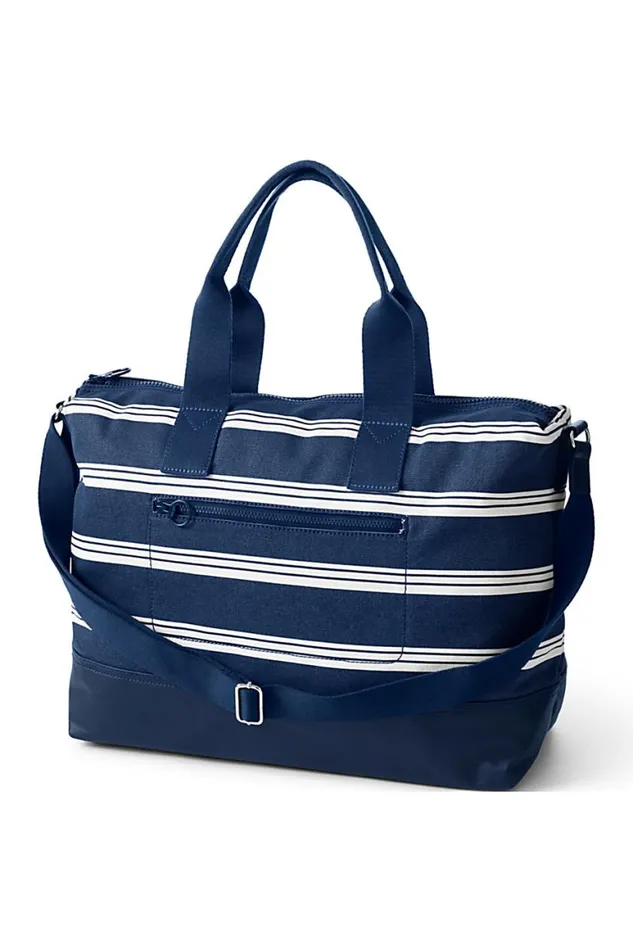 Lands039 End Accessories Men Print Canvas Weekender Duffle Bag Deep Sea Navy Founders Stripe Lands039 End Accessories Men Print Canvas Weekender Duffle Bag Deep Sea Navy Founders Stripe