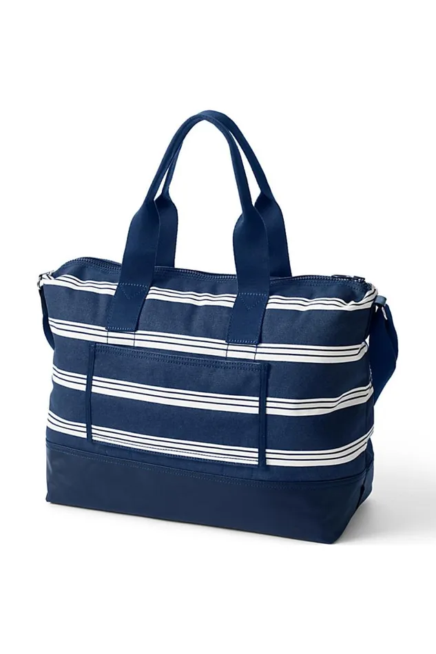 Lands039 End Accessories Men Print Canvas Weekender Duffle Bag Deep Sea Navy Founders Stripe Lands039 End Accessories Men Print Canvas Weekender Duffle Bag Deep Sea Navy Founders Stripe