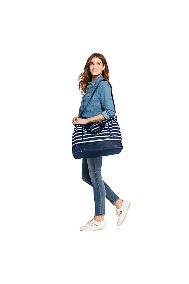 Lands039 End Accessories Men Print Canvas Weekender Duffle Bag Deep Sea Navy Founders Stripe Lands039 End Accessories Men Print Canvas Weekender Duffle Bag Deep Sea Navy Founders Stripe