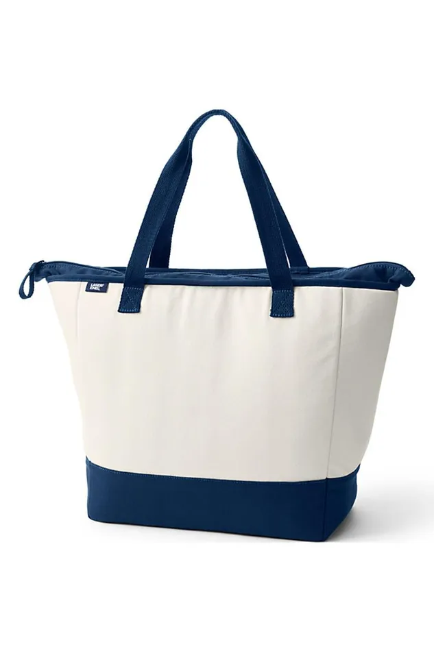 Lands039 End Accessories Men Solid Canvas Insulated Repreve Lining Zip Top Tote Bag Natural Lands039 End Accessories Men Solid Canvas Insulated Repreve Lining Zip Top Tote Bag Natural