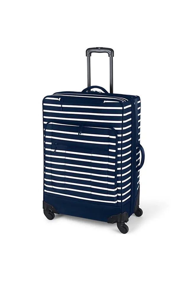 Lands039 End Accessories Men Travel Checked Printed Rolling Luggage Bag Deep Sea Wide Stripe Lands039 End Accessories Men Travel Checked Printed Rolling Luggage Bag Deep Sea Wide Stripe