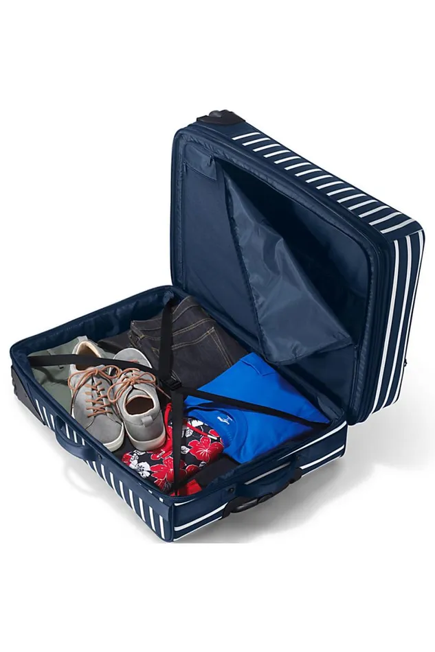 Lands039 End Accessories Men Travel Checked Printed Rolling Luggage Bag Deep Sea Wide Stripe