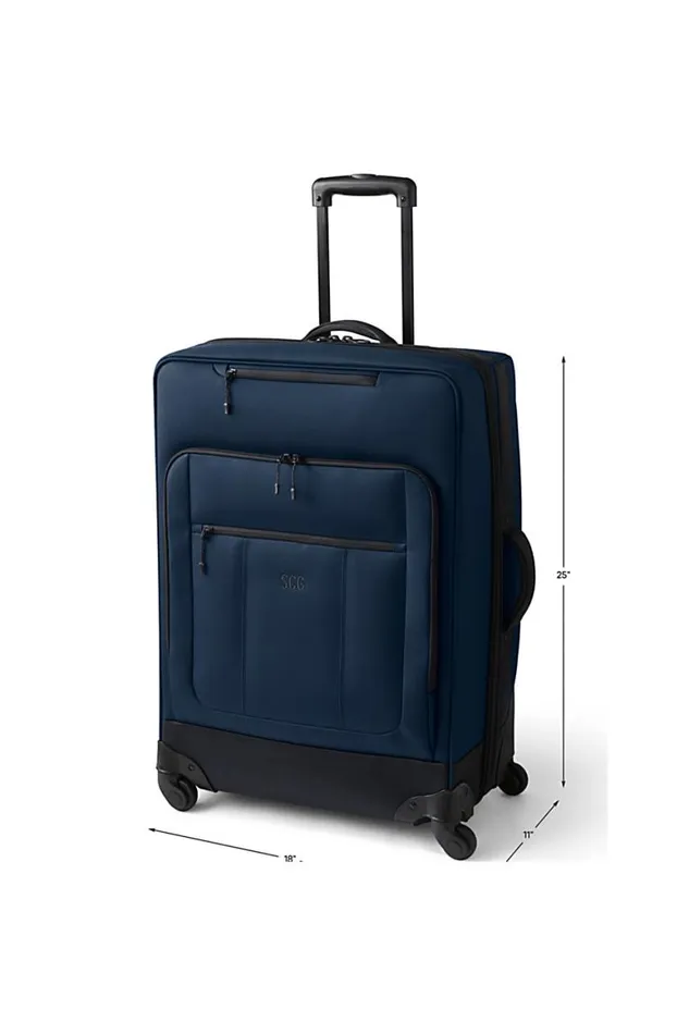 Lands039 End Accessories Men Travel Checked Printed Rolling Luggage Bag Deep Sea Wide Stripe