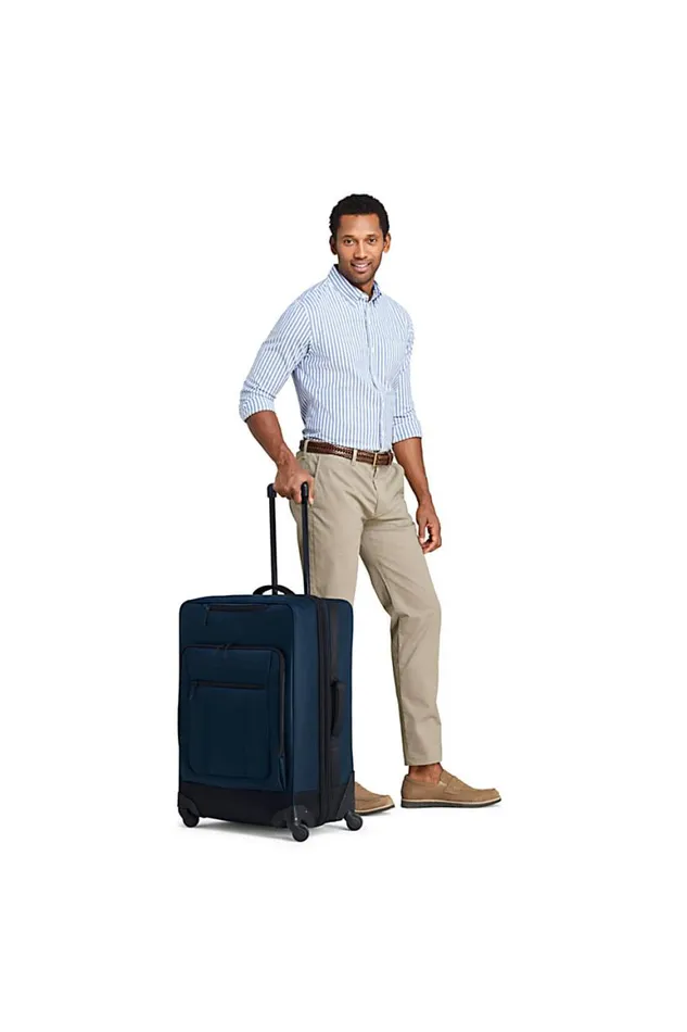 Lands039 End Accessories Men Travel Checked Printed Rolling Luggage Bag Deep Sea Wide Stripe