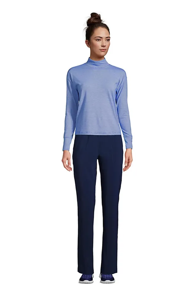 Lands039 End Activewear Women Performance Mock Neck Top Rust Red Pinstripe Lands039 End Activewear Women Performance Mock Neck Top Rust Red Pinstripe