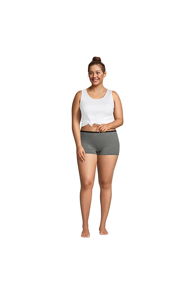 Lands039 End Bras and Underwear Women Plus Size Comfort Knit Mid Rise Boyshort Underwear 8211 2 Pack Deep Sea Navy