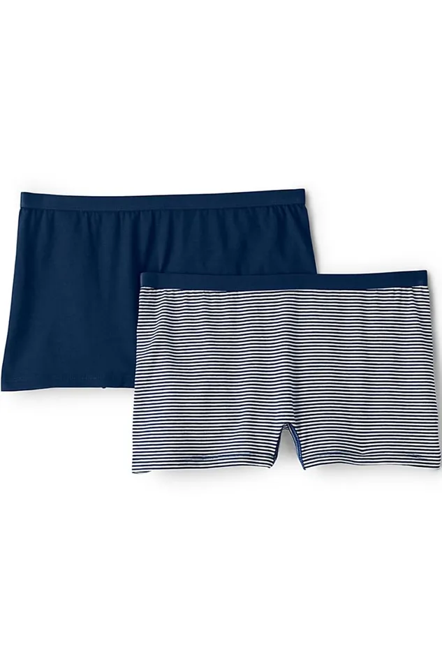 Lands039 End Bras and Underwear Women Plus Size Comfort Knit Mid Rise Boyshort Underwear 8211 2 Pack Deep Sea Navy
