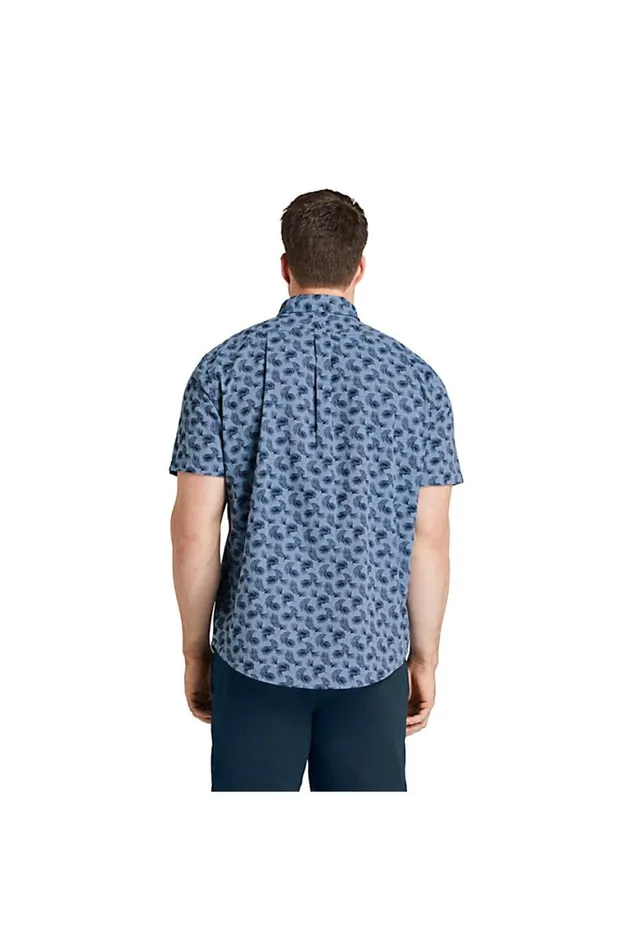 Lands039 End Casual Shirts Men Big And Tall Short Sleeve Button Down Chambray Traditional Fit Shirt Blue Chambray Mini Palms Lands039 End Casual Shirts Men Big And Tall Short Sleeve Button Down Chambray Traditional Fit Shirt Blue Chambray Mini Palms